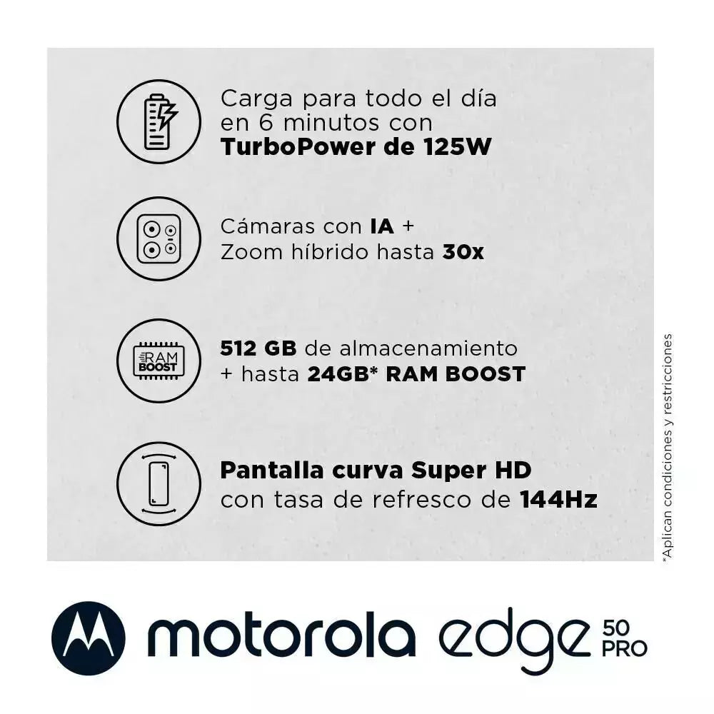 MOTOROLA Celular Motorola Edge 50 Pro 512GB 6,67" Negro Eclipse Liberado