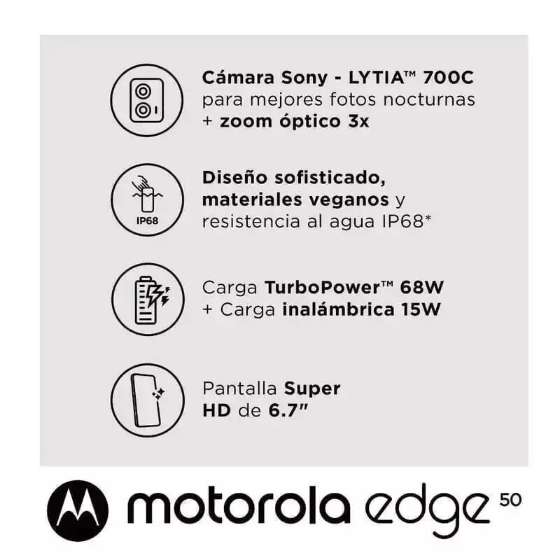 MOTOROLA Celular Motorola Edge 50 5G 256GB 6,67" Gray Liberado