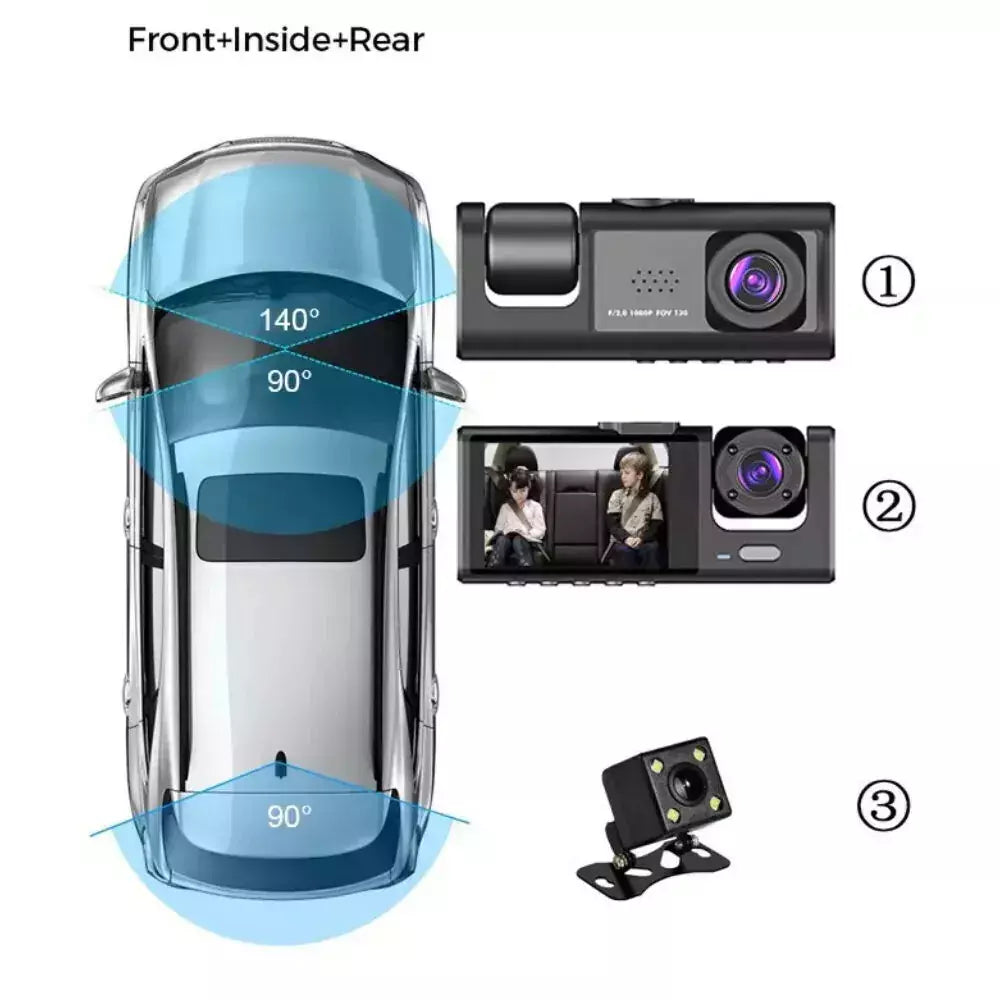 LEVO Cámara para Auto Levo D3 Frontal, Interior y Trasera HD
